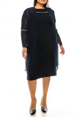 Maya Brooke Navy 2 Piece Jacket Dress (PLUS SIZE)