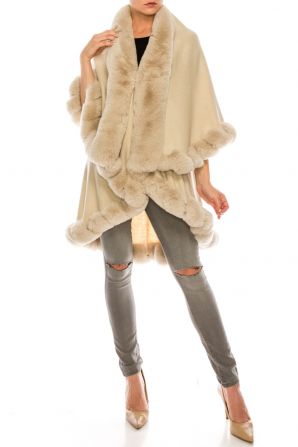 Segee Faux Fur Luxurious Jacket Poncho