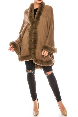 Segee Faux Fur Luxurious Shawl Poncho