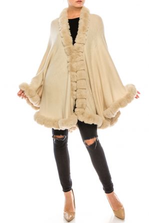 Segee Faux Fur Luxurious Shawl Poncho
