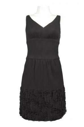 Suzi Chin V-Neck Sleeveless Ruched Hem Dress 