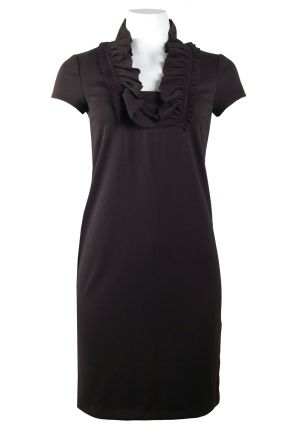 Suzi Chin for Maggy Boutique Ruffled Ponte Knit Shift Dress
