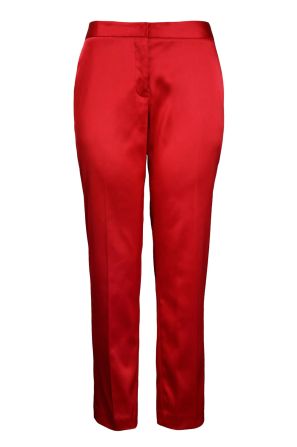 Adrianna Papell Mid Waist Pocket Detail Tapered Satin Pants