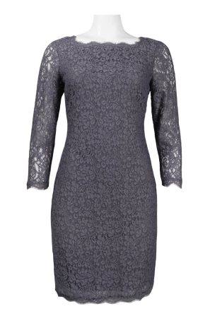 Adrianna Papell Long Sleeve Back Zipper Lace Sheath Dress