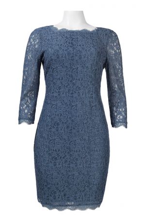 Adrianna Papell Long Sleeve Back Zipper Lace Sheath Dress (Petite)