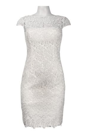 Adrianna Papell Cap Sleeve Keyhole Back Scalloped Crochet Lace Dress