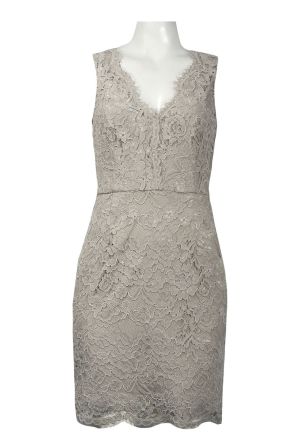 Adrianna Papell Sleeveless V-Neckline Floral Lace Sheath Dress (Petite)