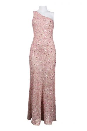 Adrianna Papell One Shoulder Long Sequin Dress