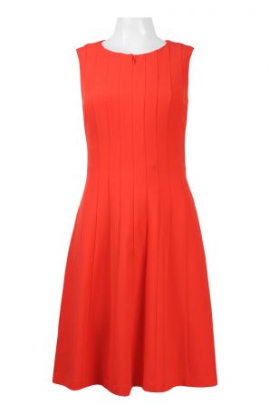 Adrianna Papell Crew Neck Zipper Front Solid Crepe Dress
