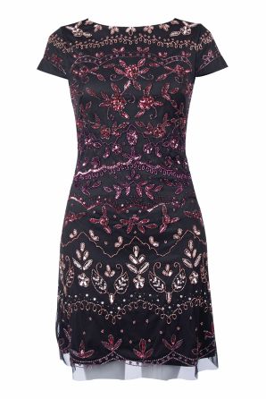 Adrianna Papell Short Sleeve Embellished Cocktail Dress (Petite)