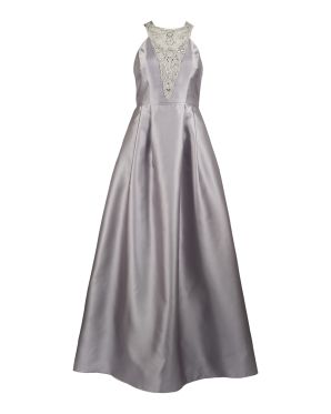 Adrianna Papell Silver Jacquard Gown