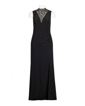 Adrianna Papell Mermaid Gown with Crystal Mock Neckline