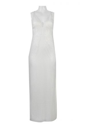 Aidan by Aidan Mattox V-Neck Sleeveless Cutout String Back Sequined Mesh Dress