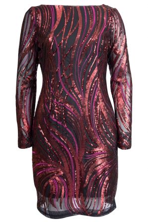 Aidan Mattox Crimson Sequin Ribbon Cocktail Dress