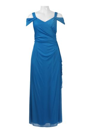Alex Evenings Semi Sweetheart Gathered Side Ruched Zipper Back Jersey Mesh Dress