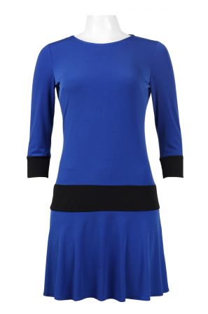 Ali Ro Crew Neck Long Sleeve Banded Keyhole Back Jersey Dress