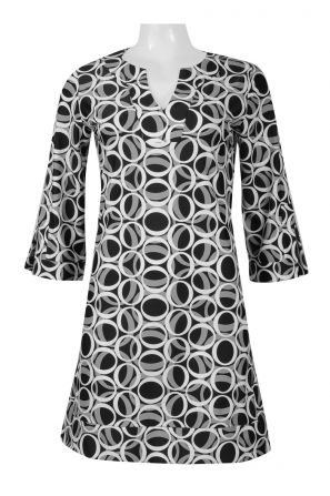 Bo & Nic Split Neck Long Sleeve Multi Print Scuba Dress