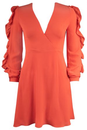 Clover & Sloane Ruffle Long Sleeve V-Neck Dress