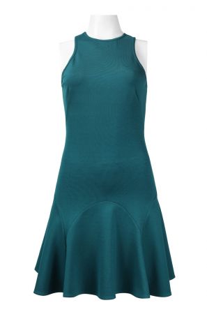 Cynthia Rowley Crew Neck Sleeveless Zipper Back Slightly Pleated Hem Stretch Rayon Dress