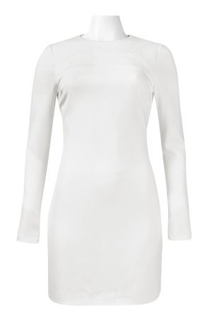 Cynthia Rowley Round Neck Long Sleeves Top Stiched Neckline Crepe Dress