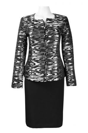 Danillo Long Sleeve Collarless Button Detail Metallic Twill Skirt Set