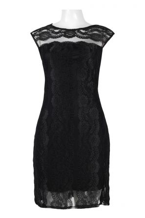 Danillo Crew Neck Cap Sleeve Illusion Bodycon Stretch Lace Dress