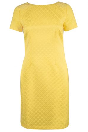 David Ash Short Sleeve Boat Neckline Zipper Back Twill Patten Dress