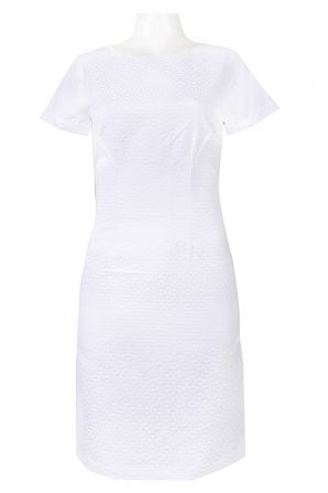 David Ash Short Sleeve Boat Neckline Zipper Back Twill Patten Dress