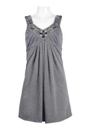 Decode Embellished V-Neck Sleeveless Pleated Viscose Dress