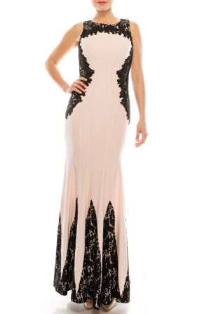 Decode Crew Neck Sleeveless Keyhole Back Embellished Flutter Crepe Dress