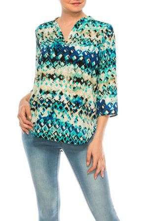 Profile Apparel Blue Turquoise 3/4 Sleeve Relax Fit Top