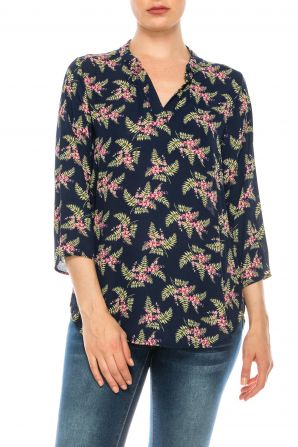 Profile Apparel Navy Fern 3/4 Sleeve Relax Fit Top