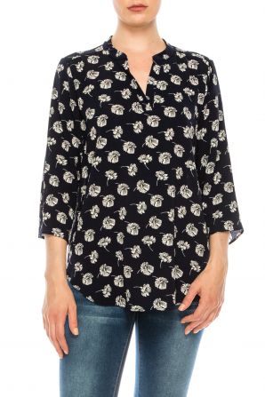 Profile Apparel Navy White Poppy 3/4 Sleeve Relax Fit Top