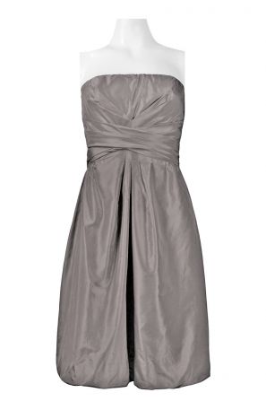 Donna Ricco Strapless Bubble Hem Silk Dress