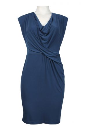 Donna Ricco Cowl Neck Draped Jersey Dress