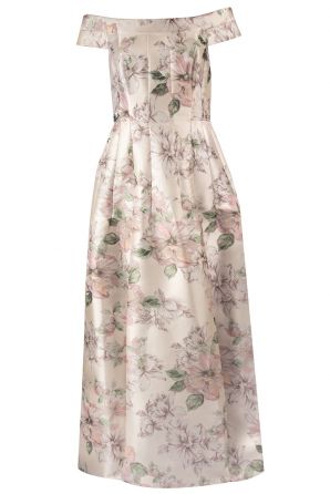 Eliza J Floral Print Off the Shoulder Evening Dress