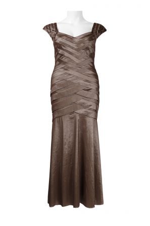 Emma Street Embellished Cap Sleeve Crossed Pleat Iridescent Tretch Rayon Dress