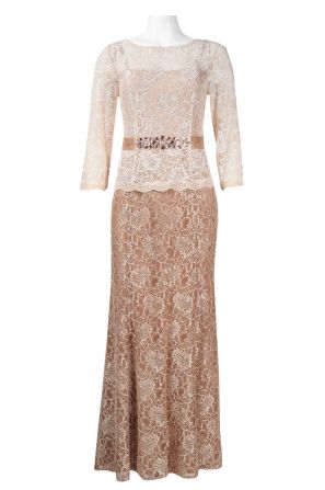 Emma Streeet Boat Neck 3/4 Sleeve Mock Two Piece Floral Lace Dress