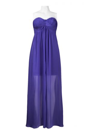Hailey by Adrianna Papell Strapless Sweetheart Neckline Empire Waist Mesh Overlay Dress