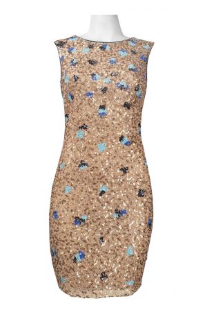 Hailey by Adrianna Papell Sleeveless Multi Sequin Front Shift Dress