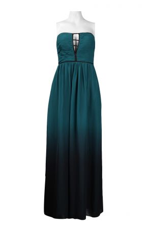 Hailey by Adrianna Papell Keyhole Neckline Piping Detail A-Line Chiffon Ombre Dress