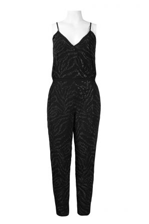 Hailey by Adrianna Papell Adjustable Strap Sequined Chiffon Jumpsuit