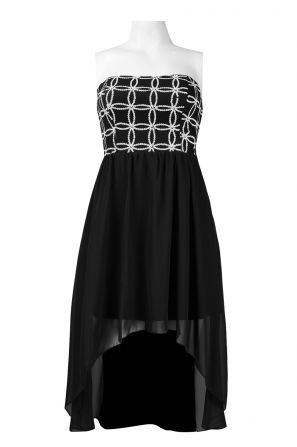 Hailey Logan Strapless Sequined Bodice Cutout Back Chiffon High Low Dress