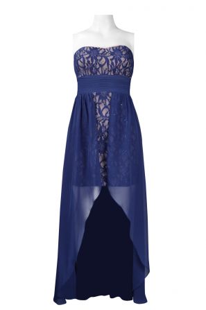Hailey Logan Sweetheart Neckline Chiffon Over Lace High Low Dress