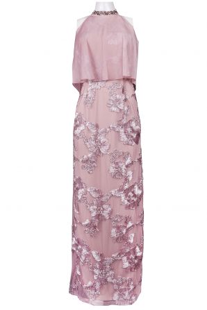 Ignite Evenings Cutaway Shoulder Mock Two Piece Embellished Mesh Dress