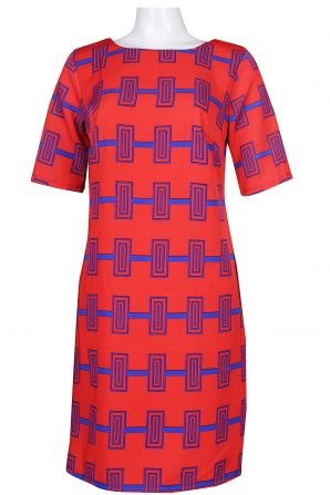 ILE Clothing Inc Half Sleeve Pattern Print Jersey Dress