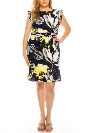 ILE Clothing Sleevless Floral Print Sheath Dress