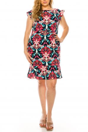 ILE Clothing Sleevless Floral Print Sheath Dress