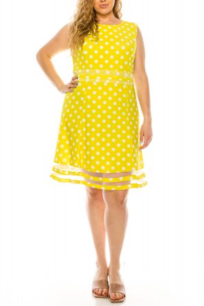 ILE Clothing Sleeveless Bold Print A-Line Dress