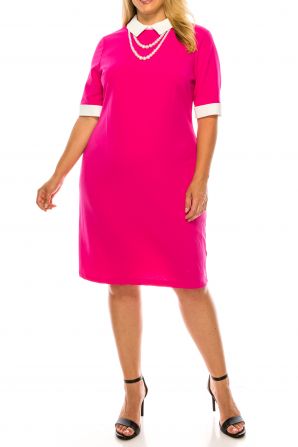 ILE Clothing Collared Short Sleeve Sheath Dress